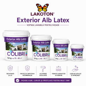 Vopsea lavabilă Exterior Alb Latex COLIBRI