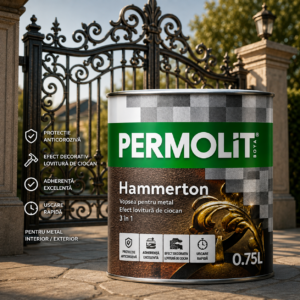 Vopsea pentru metal cu efect lovitură de ciocan PERMOLIT Hammerton 3 în 1