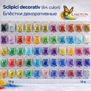 Sclipici decorativ (64 culori) / Блёстки декоративные
